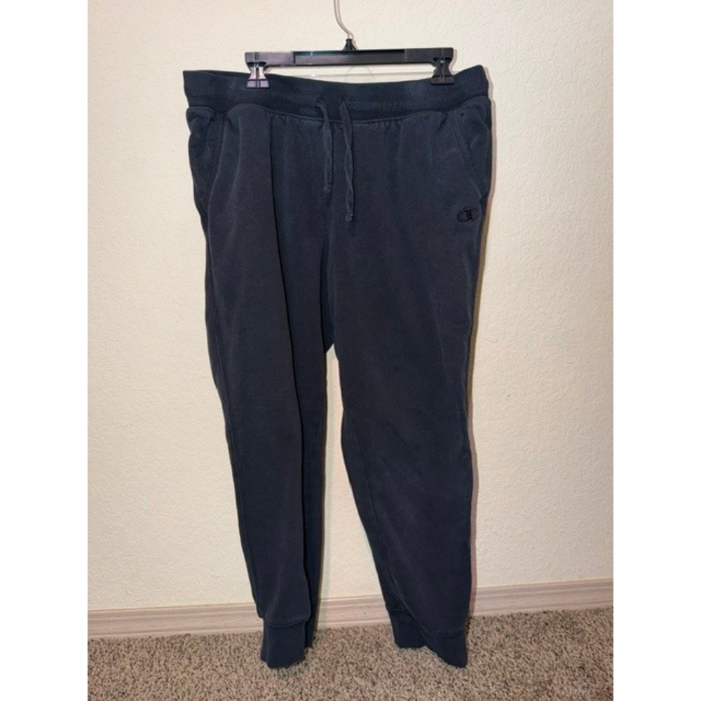Champion Mens Navy Blue Reverse Weave Joggers Sweatpants L Large Logo
